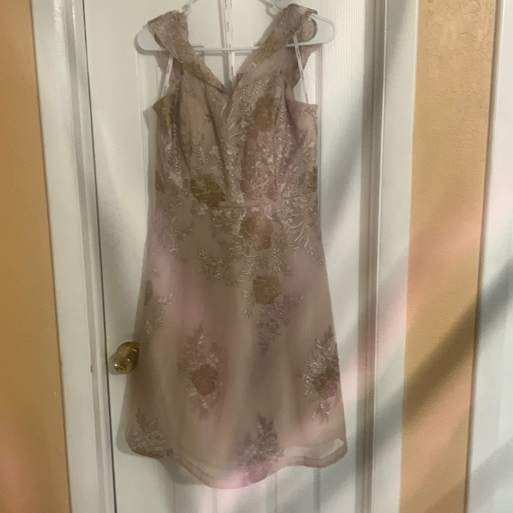 NWOT Calvin Klein Floral Embroidered Off The Shoulder A-Line Dress Size 6